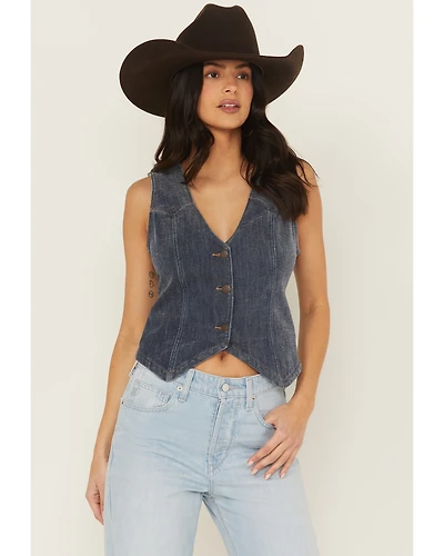 Wrangler Retro Women's Medium Wash Chenille Denim Vest