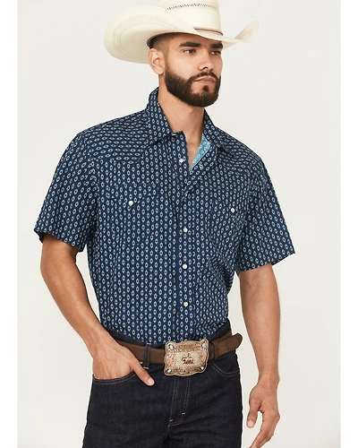 Roper Men's West Made Geo Print Short Sleeve Pearl Snap Western Shirt
