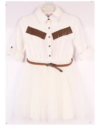 Sugar California Infant Girls' Fringe Long Sleeve Button-Down Denim Tutu Dress