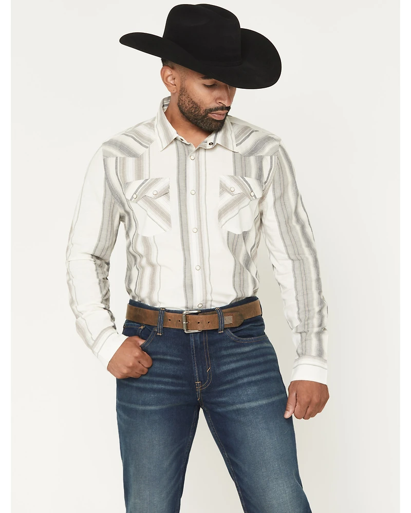 Panhandle Men's Vintage Stripe Print Long Sleeve Snap Western Shirt