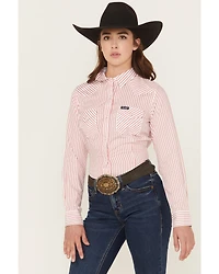Wrangler Retro Women's Striped Print Long Sleeve Snap Stretch Western Shirt