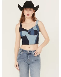 Blue B Women's Reversible Sleeveless Patchwork Top