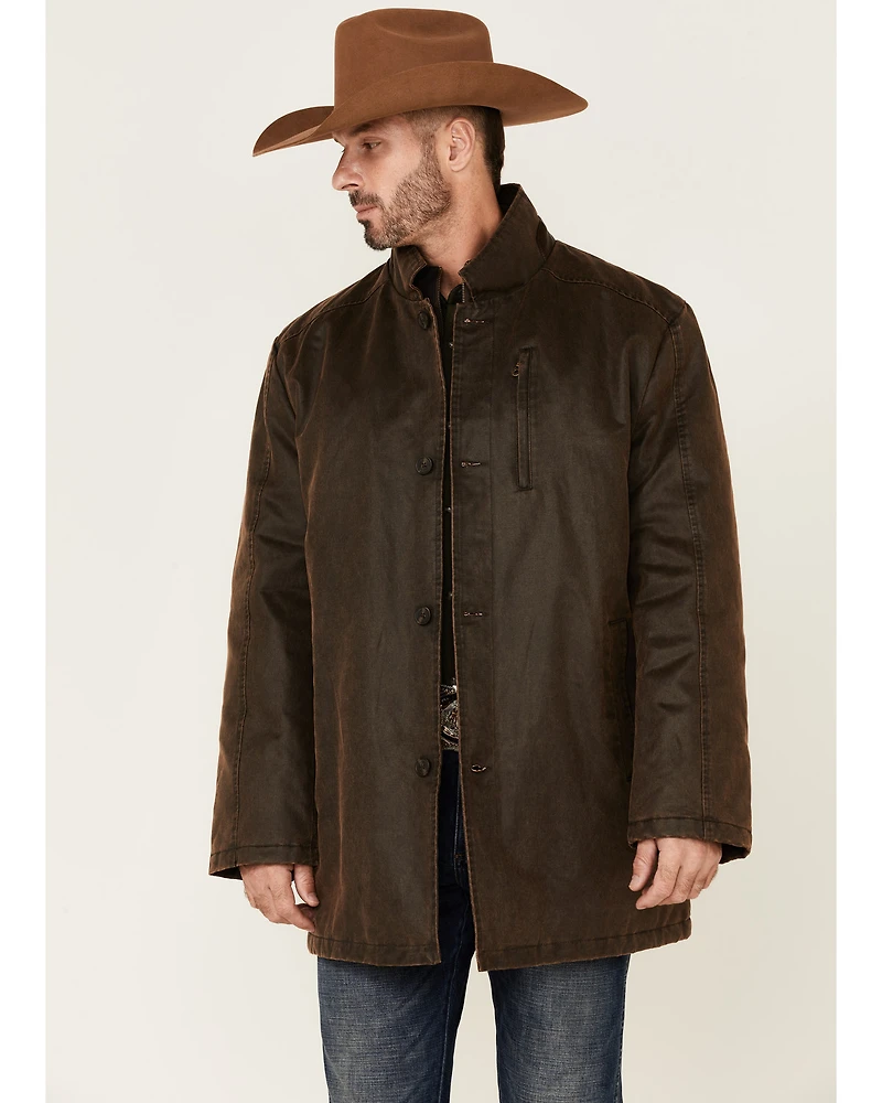 Cripple Creek Men's Enzyme Washed Storm-Flap Long Coat