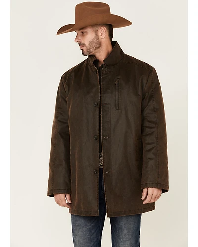 Cripple Creek Men's Enzyme Washed Storm-Flap Long Coat