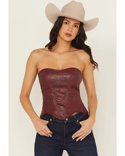 Fornia Women's Boot Barn Exclusive Rose Embossed Faux Leather Bustier