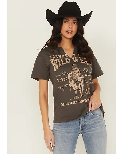 Blended Women's Wild West Studded Short Sleeve Graphic Tee