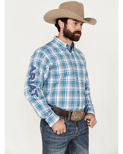 Ariat Men's Pro Series Griffin Team Logo Plaid Print Long Sleeve Button-Down Western Shirt - Tall
