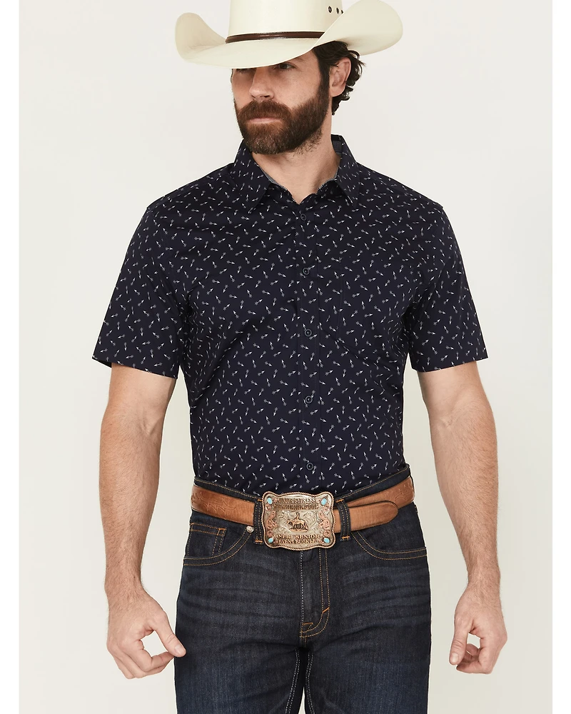 Cody James Men's Idaho Geo Print Short Sleeve Button-Down Stretch Western Shirt