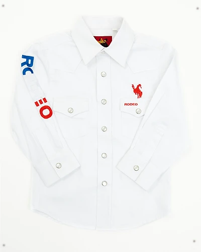 Rodeo Clothing Boys' USA Long Sleeve Pearl Snap Western Shirt