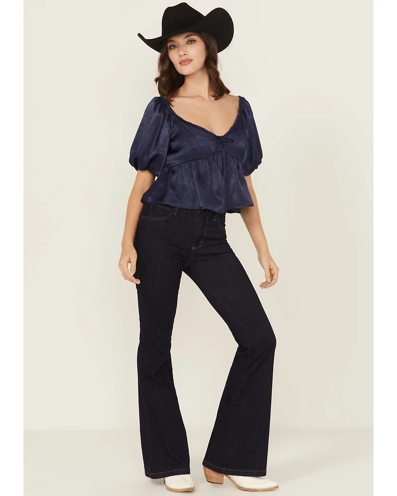 Wrangler Women's Adalyn Dark Wash Bespoke High Rise Flare Stretch Denim Jeans