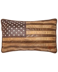 Carstens Home Decorative American Flag Faux Leather Pillow