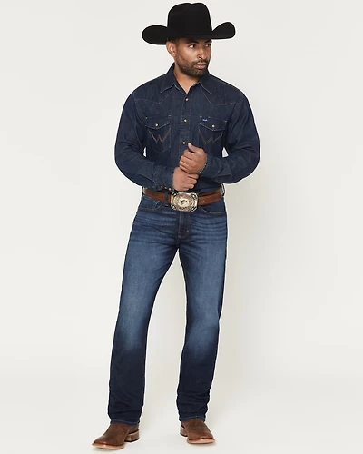 Wrangler 20X Men's 42MWX Chandler Medium Wash Vintage Bootcut Stretch Denim Jeans