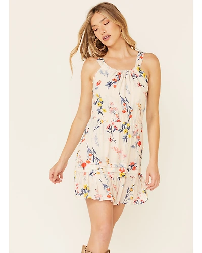 Miss Me Women's Floral Cutout Halter Mini Dress