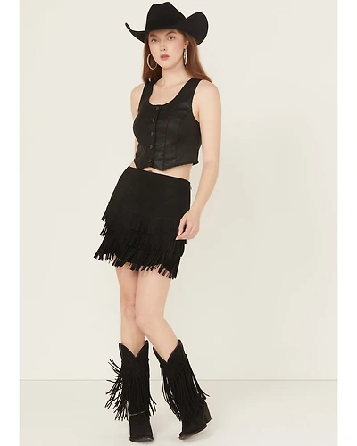 Idyllwind Women's Lindale Faux Suede Fringe Mini Skirt