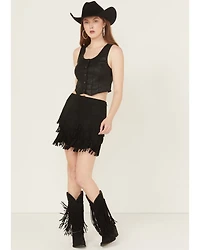 Idyllwind Women's Lindale Faux Suede Fringe Mini Skirt