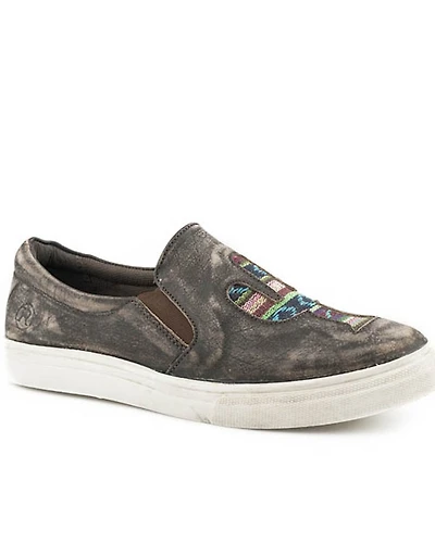 Roper Women's Rub Off Brown Western Shoes - Round Toe