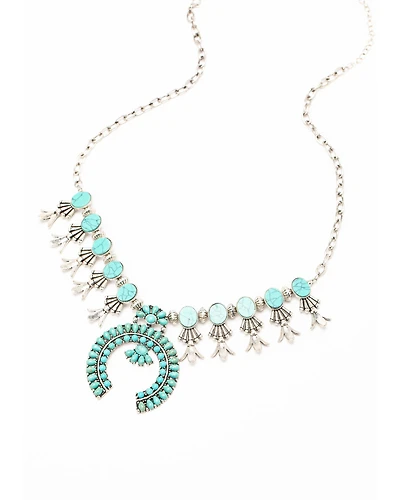 Shyanne Women's Matrix Turquoise Squash Blossom Statement Necklace