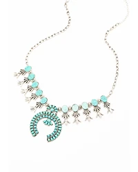 Shyanne Women's Matrix Turquoise Squash Blossom Statement Necklace