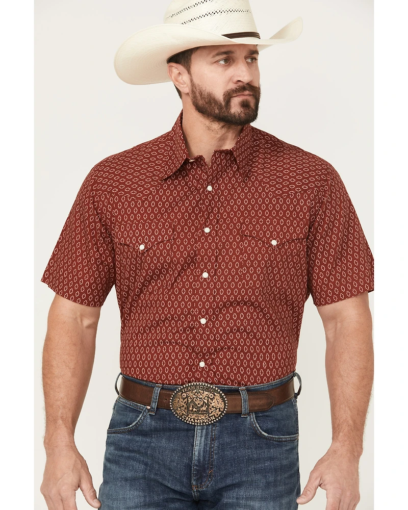 Roper Men's Geo Print Short Sleeve Snap Western Shirt