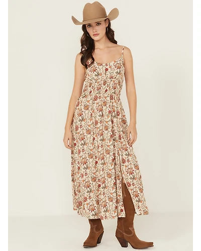 Rock & Roll Denim Women's Floral Print Sleeveless Midi Dress