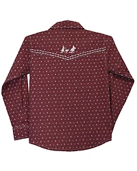 Cowboy Hardware Boys' Geo Print Long Sleeve Pearl Snap Stretch Western Shirt