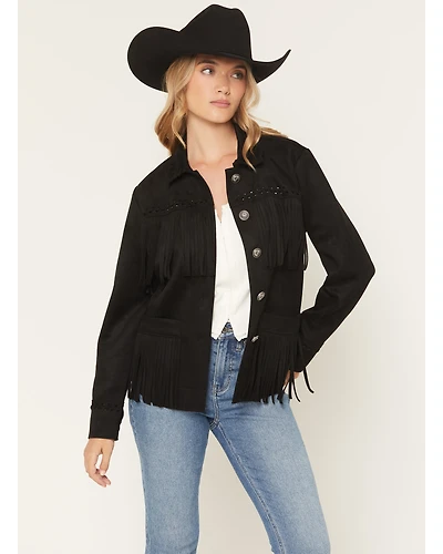 Idyllwind Women's Norton Faux Suede Bonded Fringe Shacket