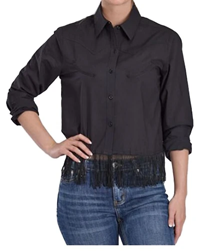 Roper Women's Long Sleeve Fringe Button-Down Blouse
