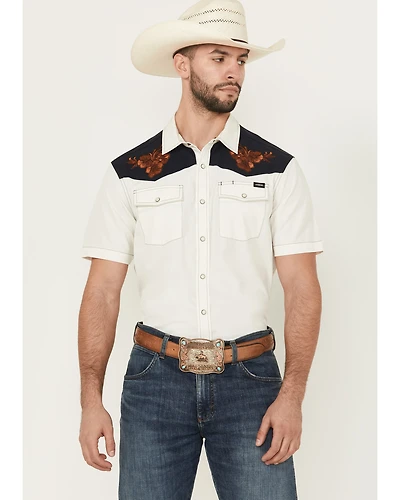 Cinch Men's Embroidered Flowers Short Sleeve Snap Western Shirt