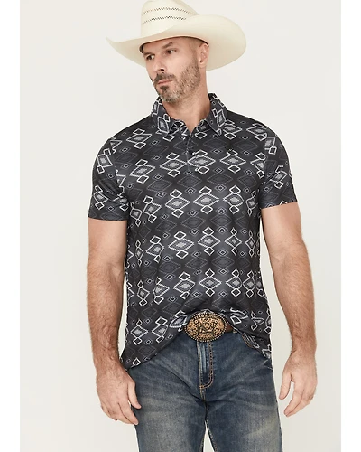 Rock & Roll Denim Men's Southwestern Striped Short Sleeve Button-Down Polo