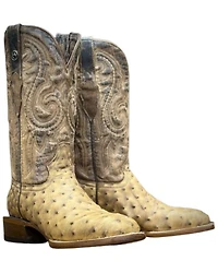 Tanner Mark Men's Ostrich Print Western Boots - Broad Square Toe