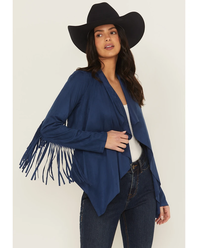 Shyanne Women's Cascade Front Fringe Faux Suede Jacket