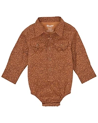 Wrangler Infant Boys' Paisley Print Long Sleeve Stretch Onesie