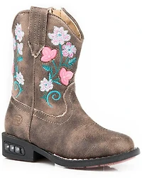 Roper Toddler Girls' Dazzle Floral Lights Western Boots - Square Toe