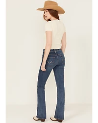 7 For All Mankind Women's Dark Wash Soho Mid Rise Embellished Bootcut Stretch Denim Jeans