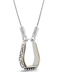Kelly Herd Women's Two Tone Engraved Western Stirrup Necklace