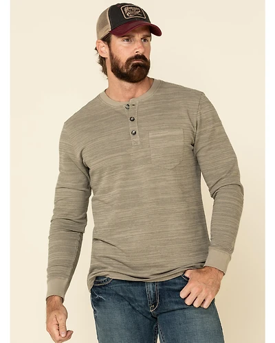 Moonshine Spirit Men's Tan Woodbourne Henley Long Sleeve Shirt