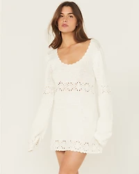 Show Me Your Mumu Women's Jet Lag Long Sleeve Crochet Mini Dress