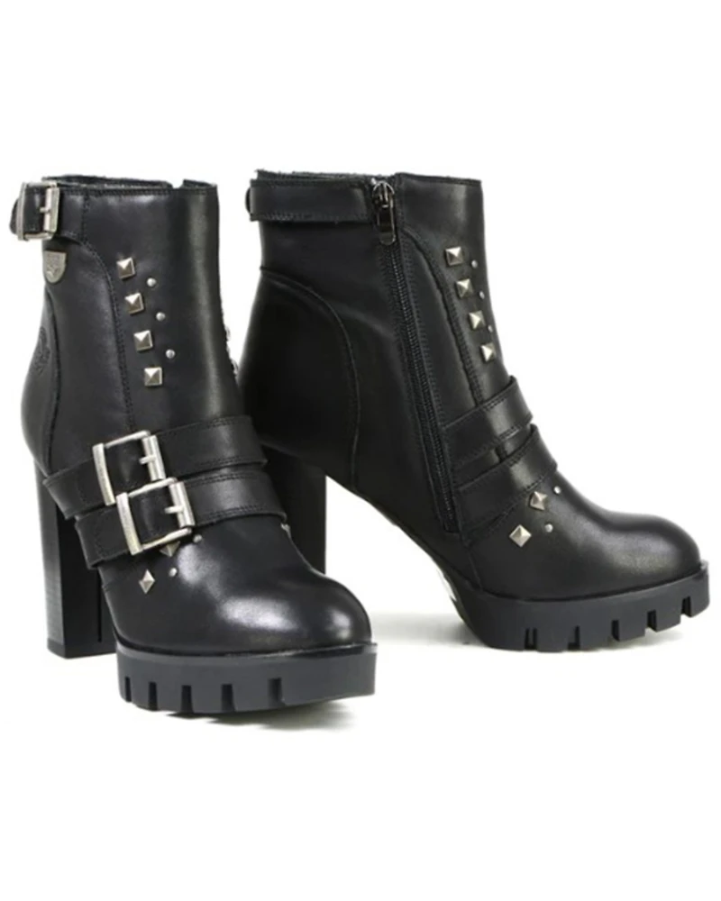Milwaukee Leather Women's Studded Platform Heel Boots - Round Toe