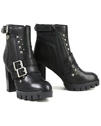 Milwaukee Leather Women's Studded Platform Heel Boots - Round Toe