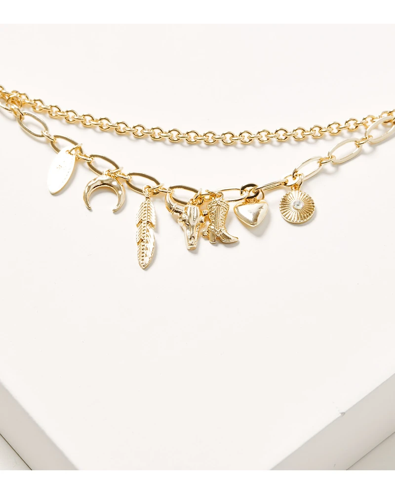 Shyanne Women's Golden Charm Layered Necklace