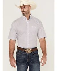 George Strait by Wrangler Men's Geo Print Short Sleeve Button-Down Stretch Western Shirt