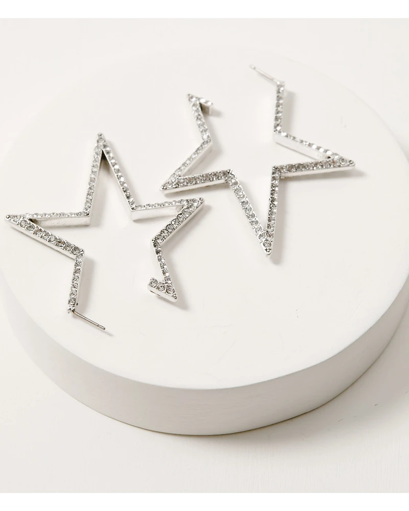 Lainey Wilson Women's Bell Bottom Charm Star Hoop Earrings