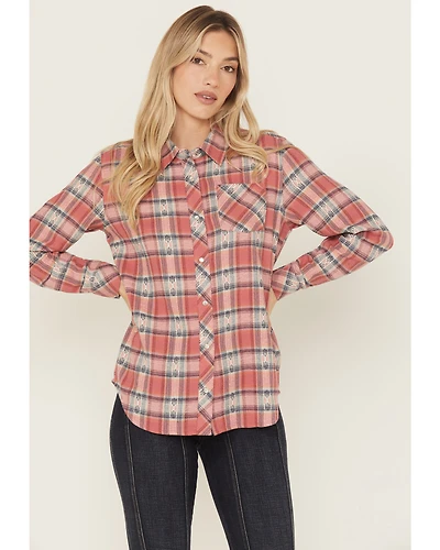 Idyllwind Women's Savoy Plaid Print Long Sleeve Pearl Snap Flannel Shirt