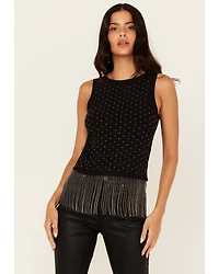 Rock & Roll Denim Women's Rhinestone Tassel Tank Top