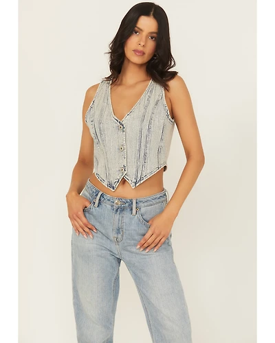 Blue B Women's Rhinestone Button-Down Vest