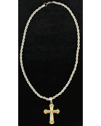 Twister Men's 3D Gold and Silver Cross Necklace