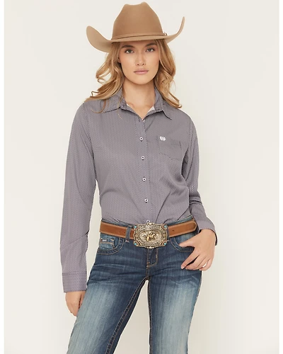 Cinch Women's Geo Print Long Sleeve Button-Down Stretch Western Shirt