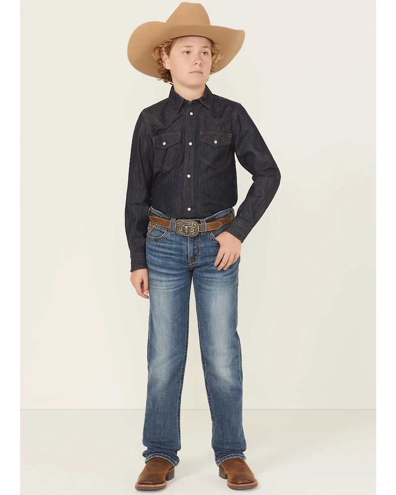 Ariat Boys' B5 Bennet Dark Wash Slim Straight Stretch Denim Jeans