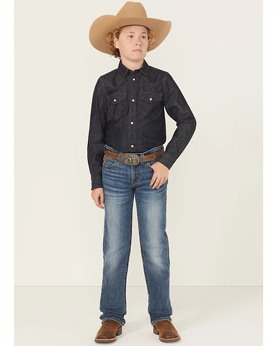 Ariat Boys' B5 Bennet Dark Wash Slim Straight Stretch Denim Jeans