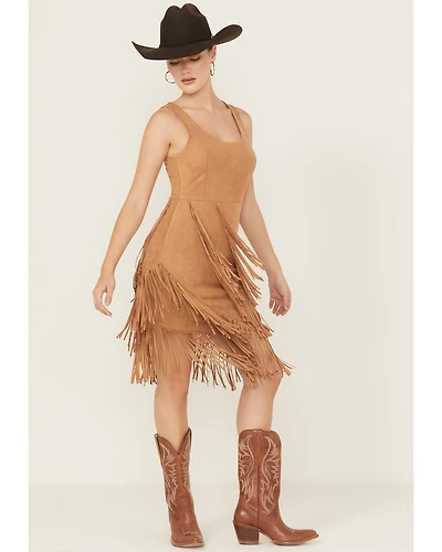 Idyllwind Women's Tina Faux Suede Fringe Mini Dress